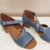 Сини дамски сандали от естествена кожа