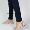 Дамски елегантни сандали с декоративна плочка в бежово