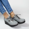 Пролетни обувки на платформа от естествена кожа в сив пепит