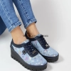 Пролетни обувки на платформа от естествена кожа в син цвят