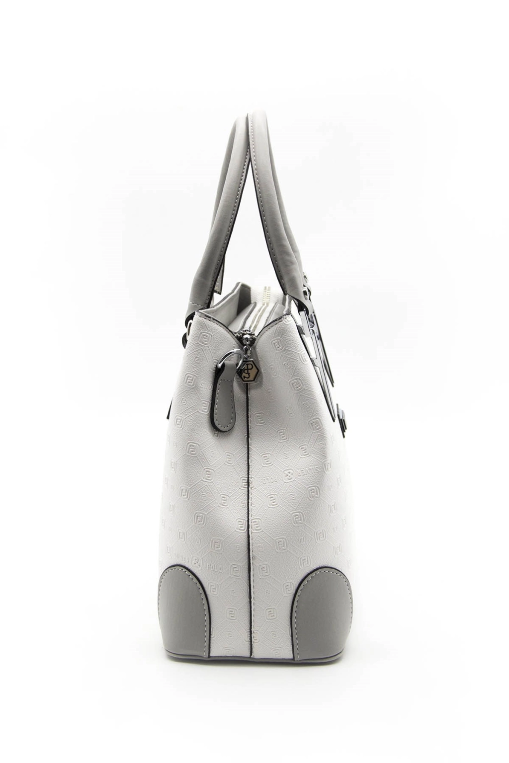 Класическа голяма чанта в бяла кожа Silver Polo
