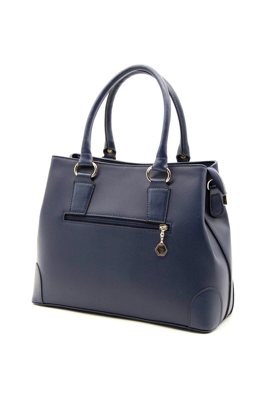 Класическа голяма чанта в синя еко кожа Silver Polo