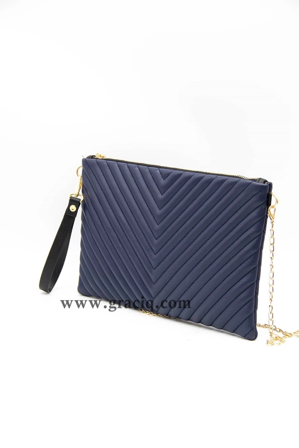 Дамска чанта тип плик в тъмно син цвят SILVER&POLO