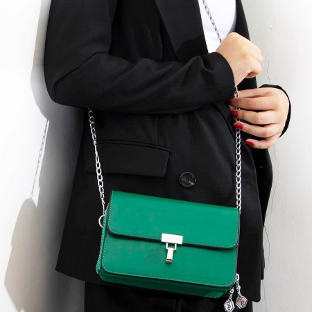 Малка дамска зелена чанта Silver&Polo