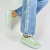 Дамски спортни обувки от естествена кожа в зелен цвят