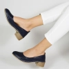 Тъмно сини дамски обувки от естествена кожа на нисък ток