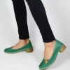 Дамски зелени пролетно летни обувки на нисък ток