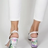 Модерни остри сандали в бяла естествена кожа