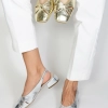 Дамски сандали от естествена сребърна кожа