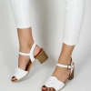 Дамски сандали на ток от естествена кожа в бяло