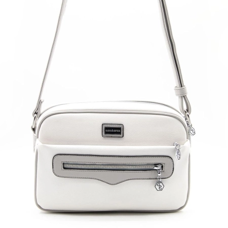 Бяла дамска чанта за през рамо Silver&Polo