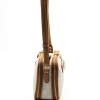Правоъгълна дамска чанта в кремав цвят с кафяво на SILVER&POLO