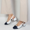 Дамски елегантни сандали в бял със син цвят