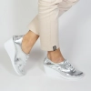 Сребърни ежедневни обувки на платформа с връзки