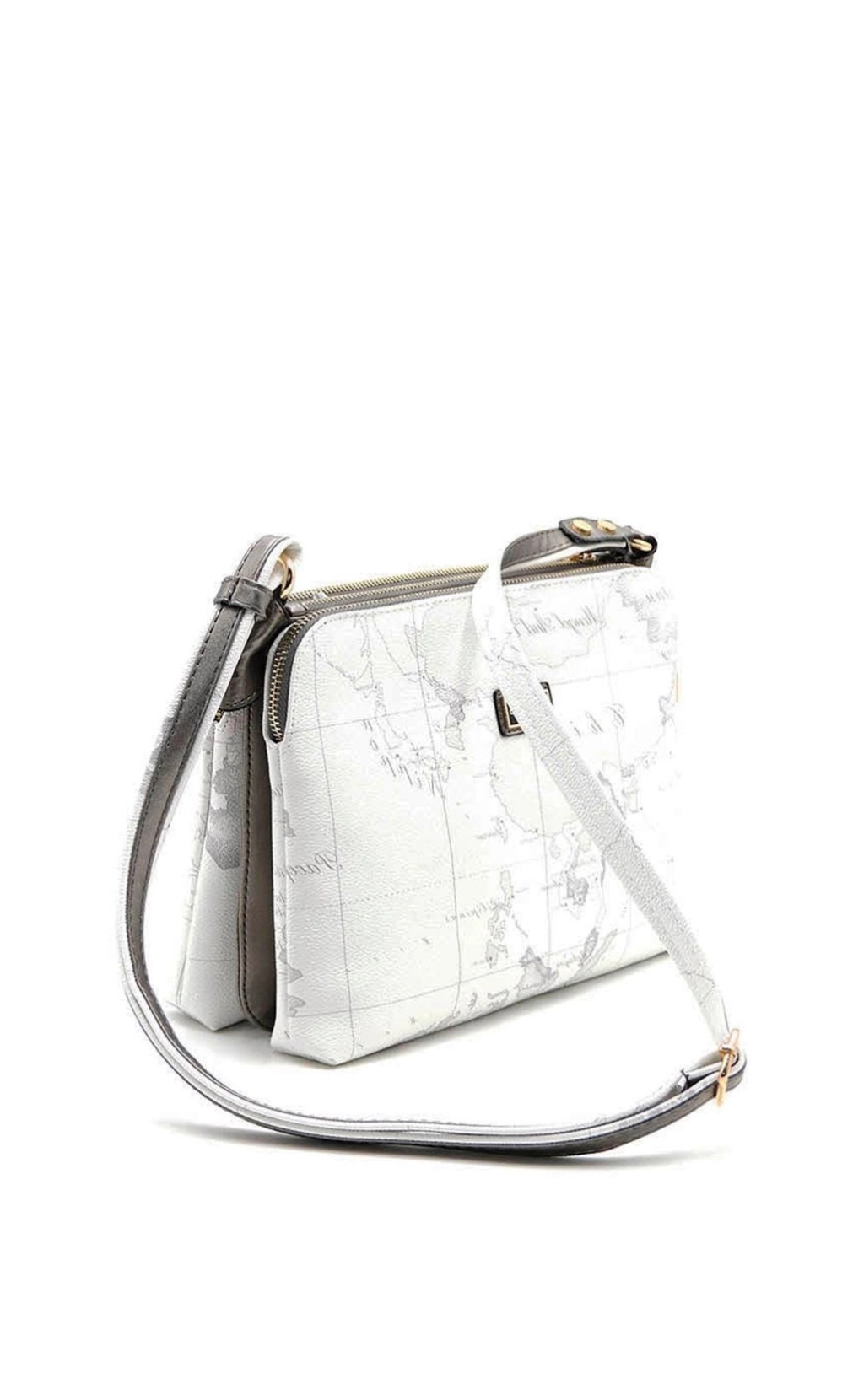 Дамска квадратна чанта с глобус в бял цвят SIlver&Pоlo