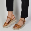 Кафяви сандали на платформа от естествена кожа