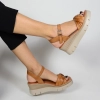 Кафяви сандали на платформа от естествена кожа
