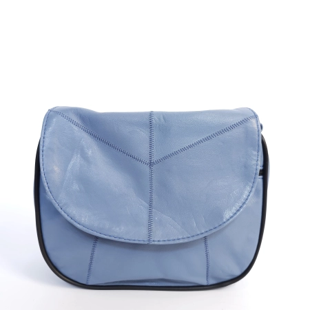 Малка дамска чанта от естествена кожа в светло син цвят